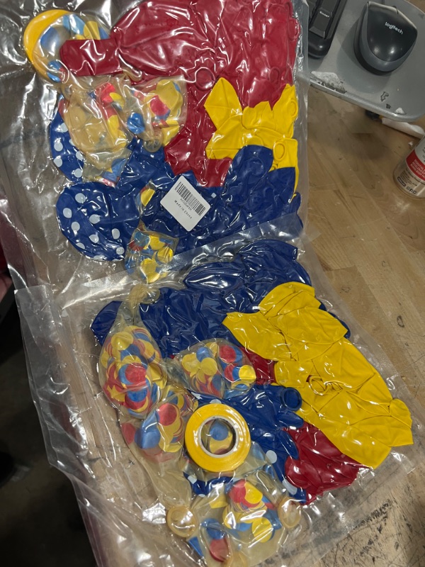 Photo 1 of 2pcks Super Iron Hero Man Party Balloons Set, 12 Inch Blue Yellow Red Balloon Latex Confetti Balloons for Super Boys Men Hero Captain Circus Birthday Baby Shower Party
