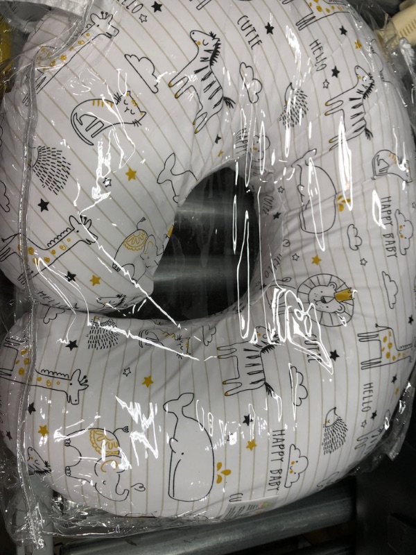 Photo 2 of Boppy Nursing Pillow and Positioner—Original | Notebook Black and White with Gold Animals| Breastfeeding, Bottle Feeding, Baby Support | With Removable Cotton Blend Cover | Awake-Time Support
