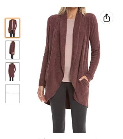 Photo 1 of Barefoot Dreams CozyChic Lite Circle Cardi, Rosewood, Small
