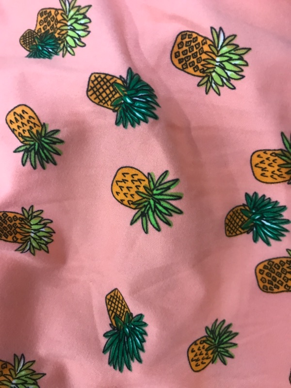 Photo 2 of MOTHER BEE maternity pink pineapple dress, size L, half sleeve, with straps to wrap around belly