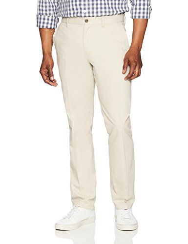 Photo 1 of Amazon Essentials Men's Slim-Fit Wrinkle-Resistant Flat-Front Chino Pant, Stone, 33W X 28L