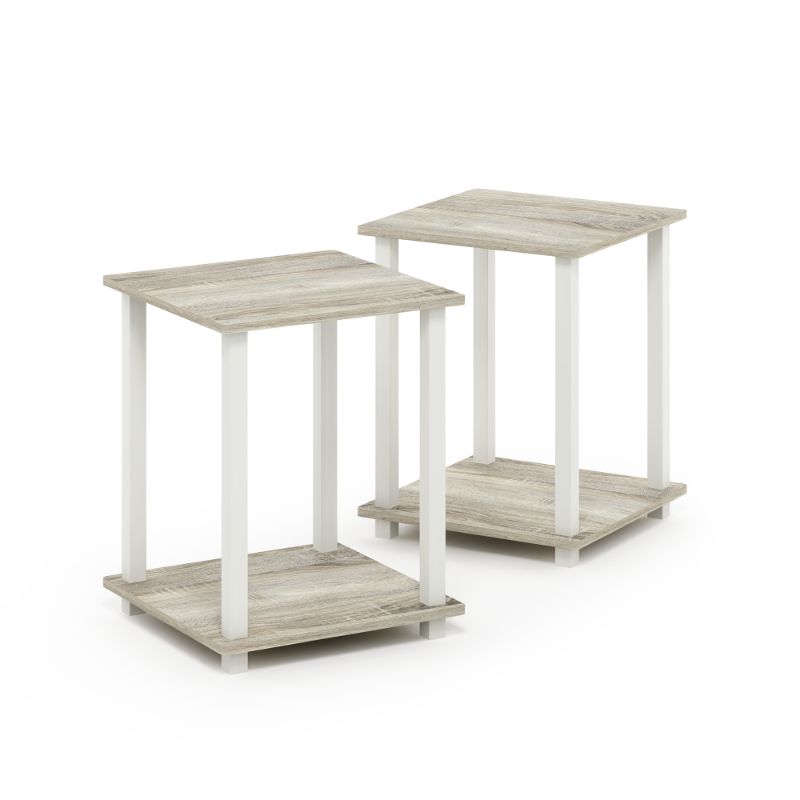 Photo 1 of 12127OK-WH Simplistic End Table, Columbia Walnut & Black, Sonoma Oak & White - Set of 2