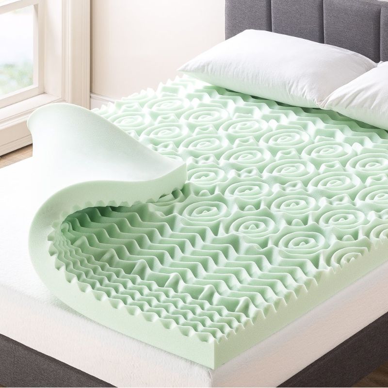 Photo 1 of 4 Inch 5-Zone Memory Foam Mattress Topper with Calming Green Tea Infusion
