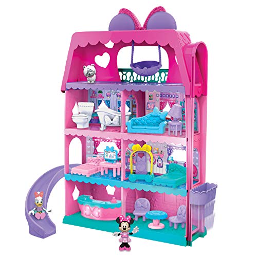 Photo 1 of Minnie Mouse Bow-Tel Hotel, 2-Sided Playset with Lights, Sounds, and Elevator, 20 Pieces, Includes Minnie Mouse, Daisy Duck, and Snowpuff Figures, by
