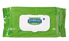 Photo 1 of 2 PACK**Medline FitRight Aloe Personal Cleansing Cloth Wipes - 100 Ct