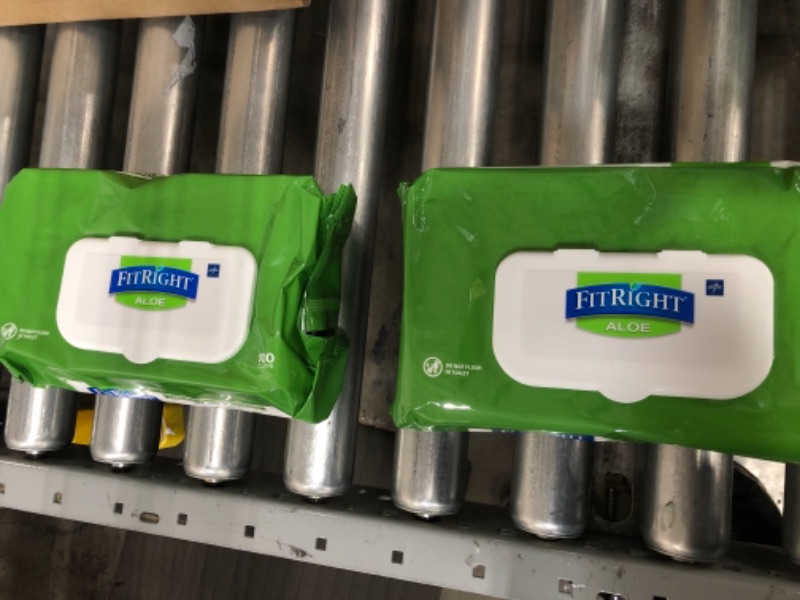 Photo 2 of 2 PACK**Medline FitRight Aloe Personal Cleansing Cloth Wipes - 100 Ct