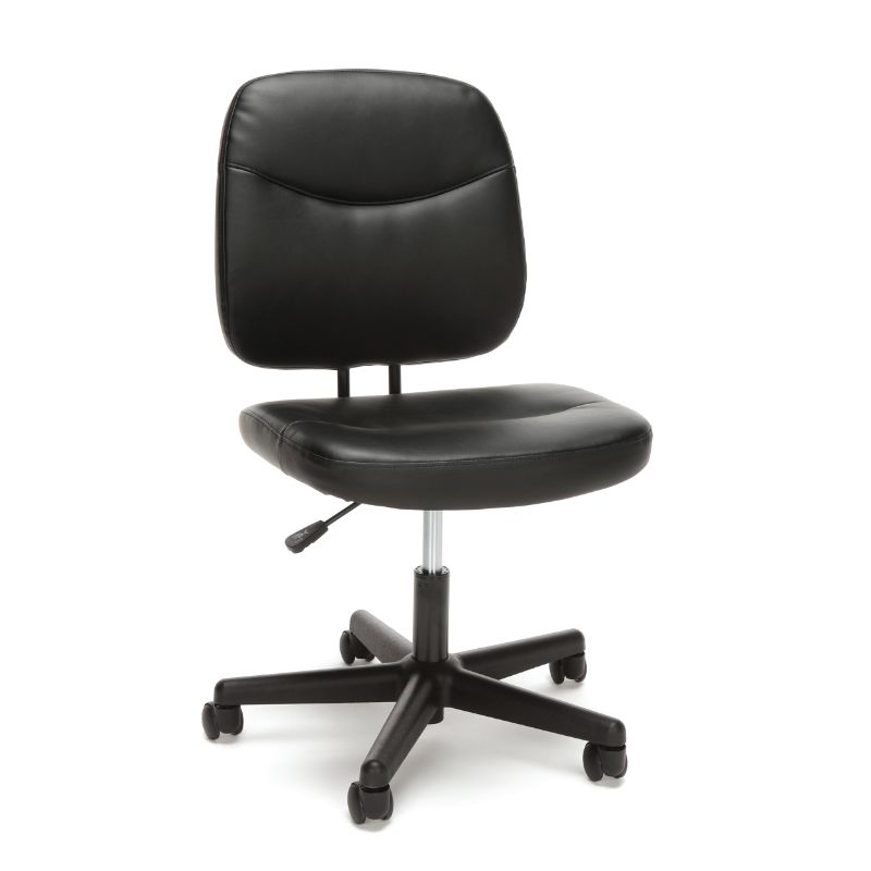 Photo 1 of OFM ESS-6005-BLK Armless Leather Desk Chair Black
