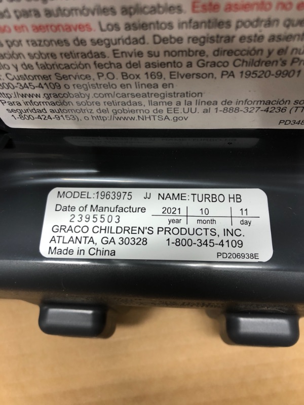 Photo 3 of Graco - TurboBooster Highback Booster Car Seat - Glacier