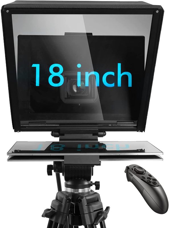 Photo 1 of ILOKNZI 18inch Large Teleprompters for Digital Cameras/camcorders with Remote Control & App, Aluminum Constructions with Adjustable Angle, 70/30 Beam Splitter Glass, Support Wide-Angle Lens
