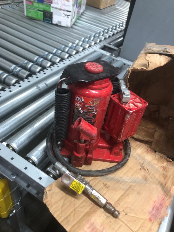 Photo 3 of **INCOMPLETE**
BIG RED TA92006 Torin Pneumatic Air Hydraulic Bottle Jack with Manual Hand Pump, 20 Ton (40,000 lb) Capacity, Red
