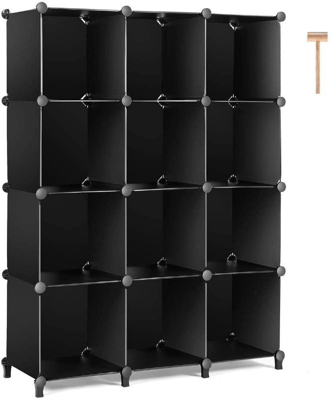 Photo 1 of **INCOMPLETE**
Cube Storage 12-Cube Bookshelf Closet Organizer Storage Shelves Shelf Cubes Organizer Plastic Book Shelf Bookcase DIY Square Closet Cabinet Shelves for Bedroom Office Living Room, Black
