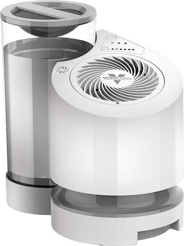 Photo 1 of **DAMAGED**
Vornado EV100 Evaporative Whole Room Humidifier with SimpleTank, 1 Gallon Capacity, White
