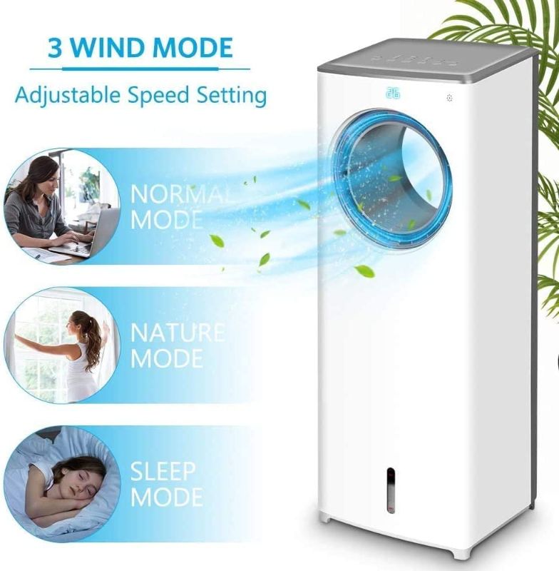 Photo 1 of Evaporative Air Cooler - Portable Air Conditioner with 8H Timer, Instant Cool & Humidify with 3 Speeds & Modes, 3 In 1 Room Air Conditioner with Remote Control