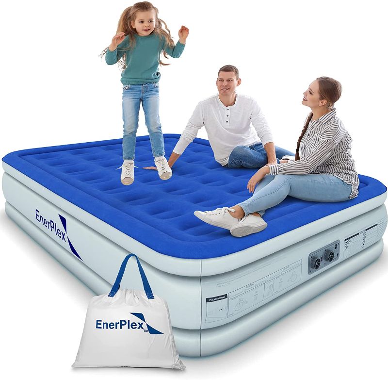 Photo 1 of EnerPlex Air Mattress with Built-in Pump - Double Height Inflatable Mattress for Camping, Home & Portable Travel - Durable Blow Up Bed with Dual Pump