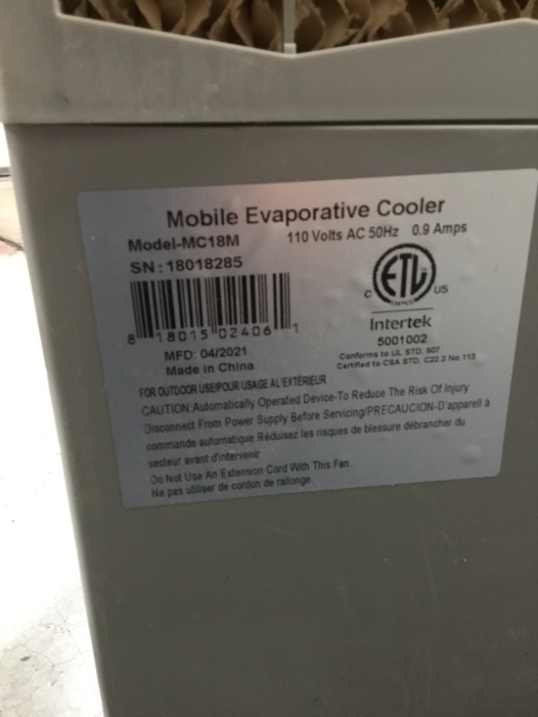 Photo 3 of HESSAIRE MC18M Portable Evaporative Cooler 1300 CFM, Cools 500 Square Feet , White