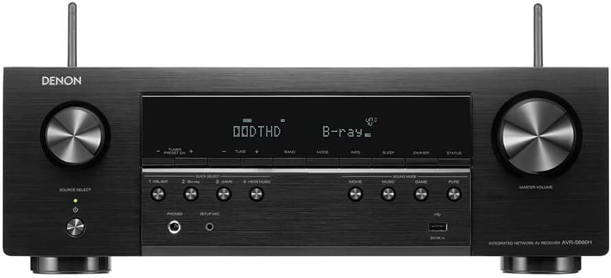 Photo 1 of Denon AVR-S660H 5.2 Ch AVR (2021 Model), Advanced 8K Upscaling, 3D Audio - Dolby TrueHD, DTS:HD Master, Amazon Alexa

 With remote