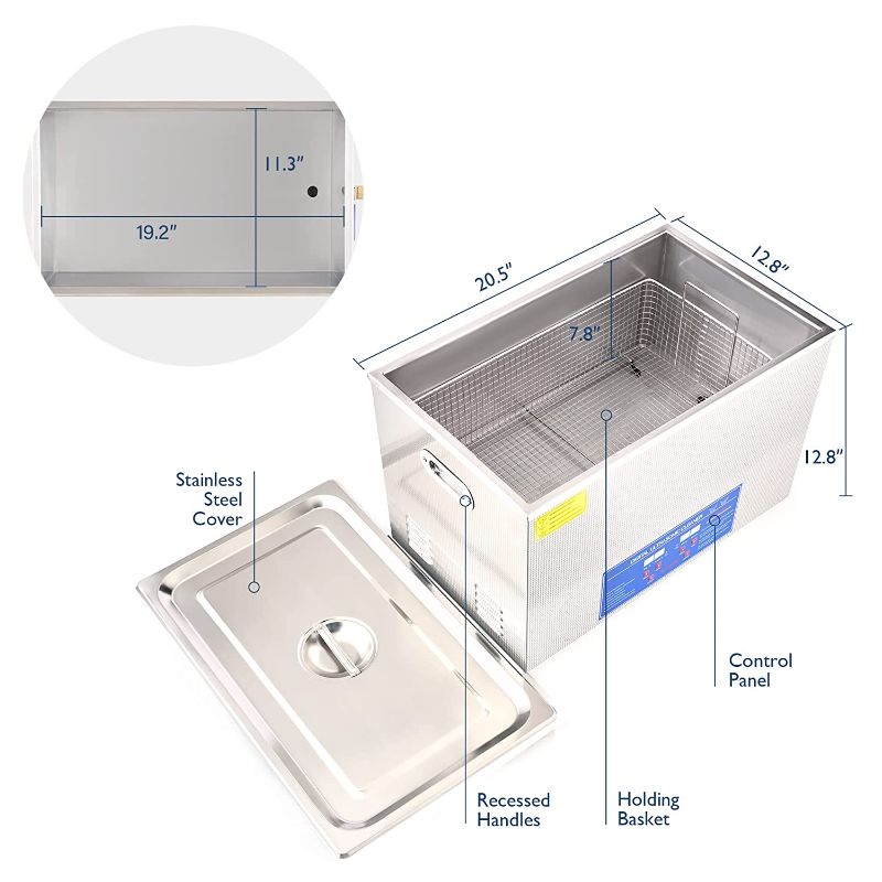 Photo 1 of CREWORKS Ultrasonic Cleaner with Heater and Timer, 8 gal Ultrasonic Cleaning Machine, 600W Stainless Steel Sonic Cavitation Machine with Digital Control