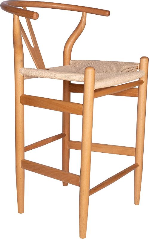 Photo 1 of ***DAMAGED/STAINED***Amazon Brand – Stone & Beam Wishbone Counter-Height Barstool, 38.2"H, Beech Wood, Natural / Natural