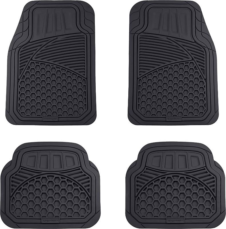 Photo 1 of 
Amazon Basics 4-Piece Thick Flexible Rubber Car Floor Mat, Black