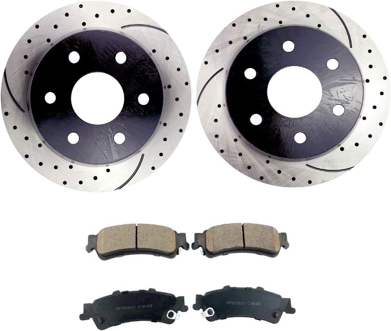 Photo 1 of 
Atmansta QPD10055 Rear Slotted & Drilled Rotors and Ceramic Pads Brake Kit for 1999-2005 Chevrolet Silverado 1500 GMC