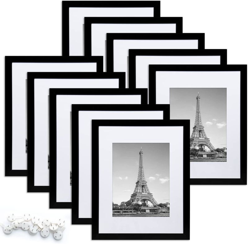 Photo 1 of 
upsimples 8x10 Picture Frame Set of 10,Display Pictures 5x7 with Mat or 8x10 Without Mat,Multi Photo Frames Collage for Wall or Tabletop Display,Black