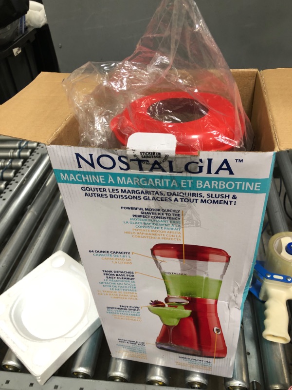 Photo 4 of **PARTS ONLY**

Nostalgia 64-Ounce Margarita Maker & Slushie Machine Easy-Flow Spout, Perfect for Slushies, Daiquiris, and Margaritas, Red