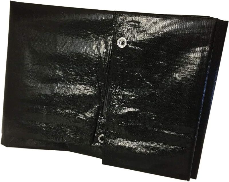 Photo 1 of 14 mil Extra Heavy Duty Black Tarp UVP Canopy Tarp Black 5 ft x 7 ft