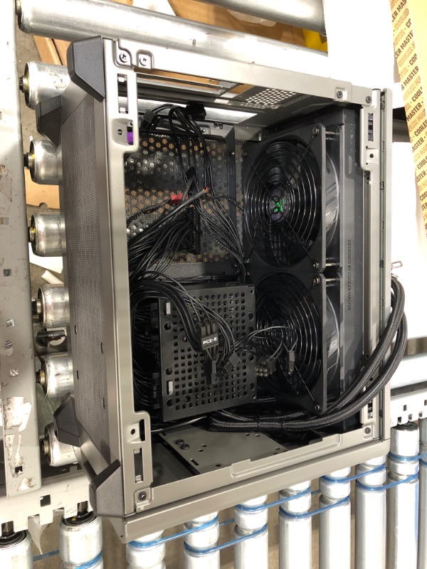 Photo 2 of **MISSING SOME SCREWS** Cooler Master NR200P MAX SFF Small Form Factor Mini-ITX Case with Custom 280mm AIO, 850W SFX Gold PSU, Triple-Slot GPU, Premium PCIe Gen4 Riser, Tempered Glass or Vented Panel Option
