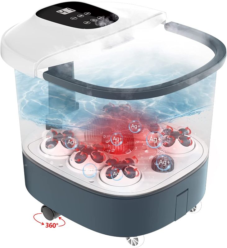 Photo 1 of **stock photo color is wrong** Foot Spa/Bath 24 Motorized Massage Rollers Foot Bath with Heat and Massage Ag+ Bubble, Time-settable Digital Temp Touch Control Foot Soaker
