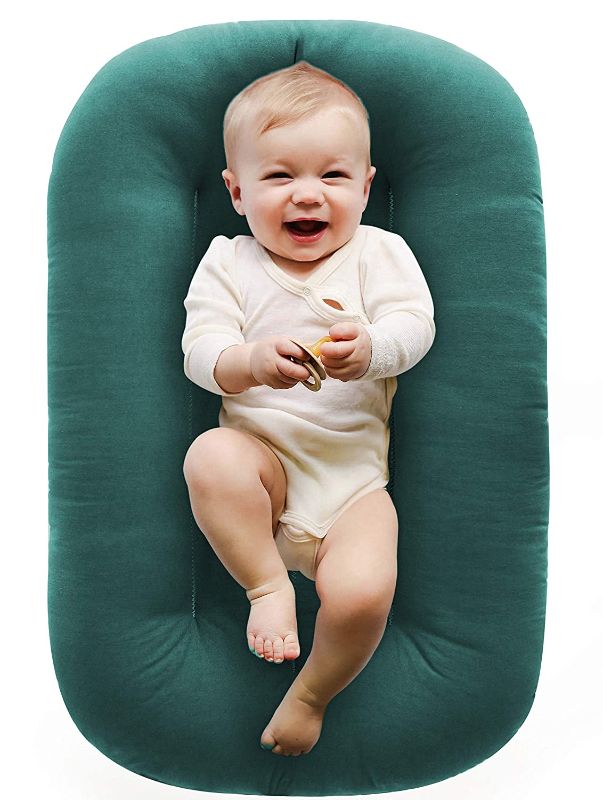 Photo 1 of **small tear** Snuggle Me Organic Bare | Baby Lounger & Infant Floor Seat | Newborn Essentials | Organic Cotton, Fiberfill | Moss
