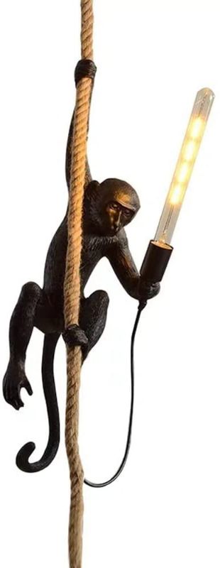 Photo 1 of *broken leg*
FAD Resin Monkey Ceiling Hang Lamp Artistry 1 Head Black Pendant Light Creative Hanging Light with Handmade Hemp Rope for Dining Room Restaurant Bar Cafe
