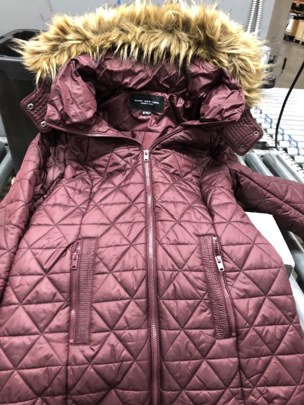 Photo 3 of (women's size small)
Marc New York by Andrew Marc womens Chevron Quilted Down Jacket with Removable Faux Fur Hood
