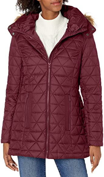 Photo 1 of (women's size small)
Marc New York by Andrew Marc womens Chevron Quilted Down Jacket with Removable Faux Fur Hood
