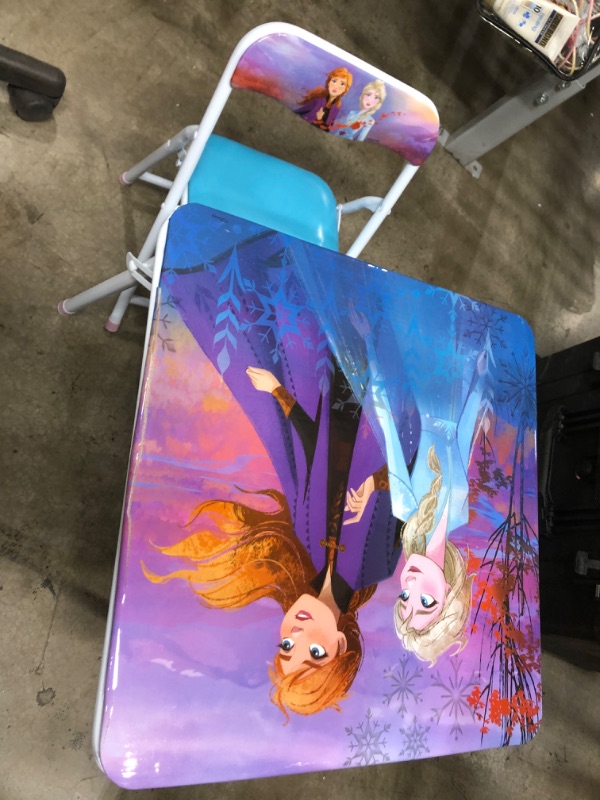 Photo 2 of Barcode for Disney Frozen Activity Table & Chair Set for Toddlers 24-48M, Includes 1 Table & 1 Chair - Sturdy Metal Construction, Table: 20"L x 20"W x 16.4"H, Chair: 12"L x 11.6"W x 17.7"H - Weight Limit: 70 lbs
