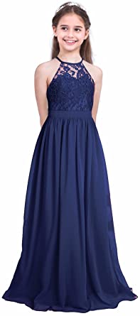 Photo 1 of ATTACHED SLIP IS TORN IS DIFFERENT PLACES
GIRLS SIZE 10
iEFiEL Girls Halter Lace Chiffon Flower Wedding Bridesmaid Dress Junior Ball Gown Formal Party Pageant Maxi Dress
