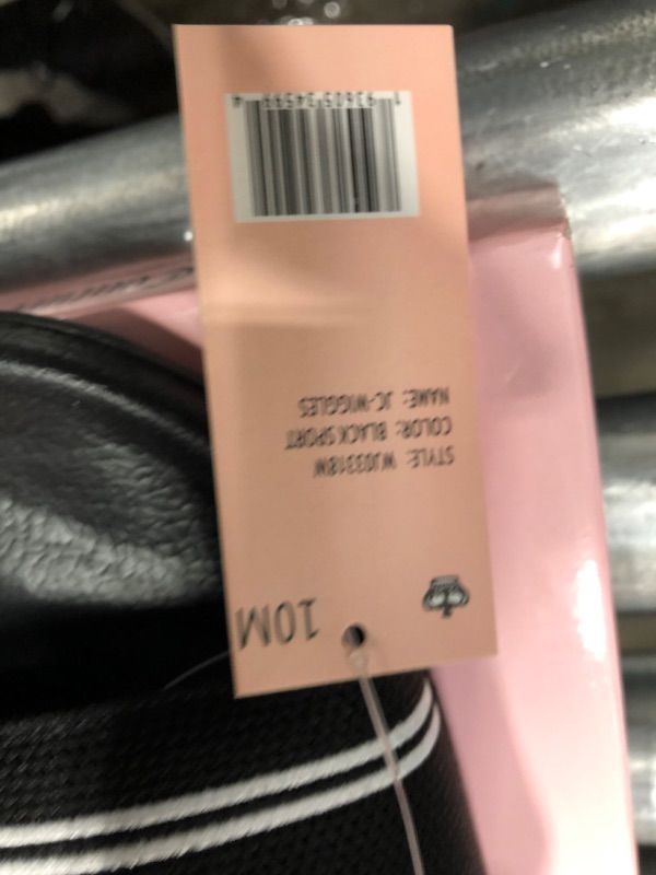 Photo 1 of *WOMENS SIZE 10*
Description:   Pool slide with mesh upper. Mesh upper with EVA insole and EVA outsole. Open toe with 0.75 inch heel. Made in China.