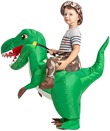 Photo 1 of GOOSH Inflatable Costume for Kids, Halloween Costumes Boys Girls Dinosaur Rider, Blow Up Costume for Unisex Godzilla Toy
55"