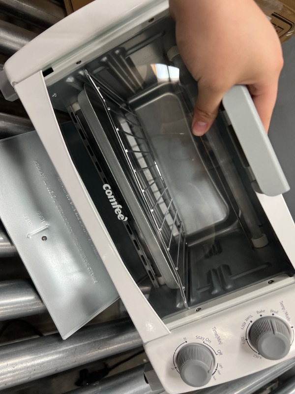 Photo 1 of COMFEE' Toaster Oven Countertop, 4-Slice, Compact Size, Easy to Control with Timer-Bake-Broil-Toast Setting, 1000W, White (CFO-BB102)
