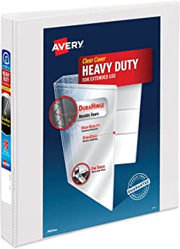 Photo 1 of 2pcks Avery Heavy Duty View 3 Ring Binder,1" One Touch Slant Ring, Holds 8.5" x 11" Paper, 1 White Binder (79799)
