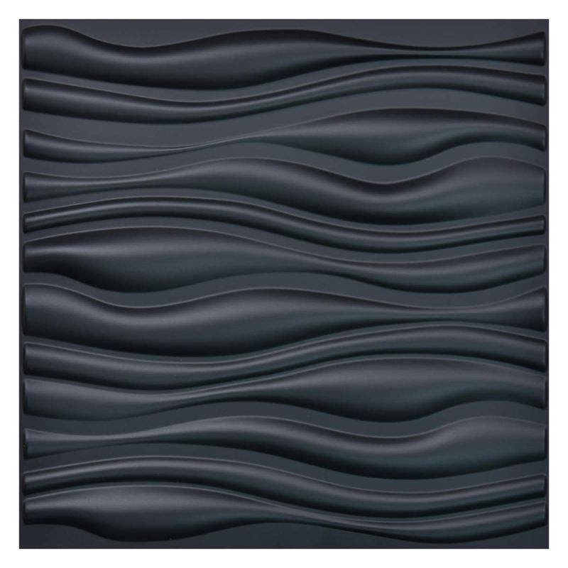 Photo 1 of Art3d PVC Wave Board Textured 3D Wall Panels, Black, 19.7" x 19.7" (12 Pack)
