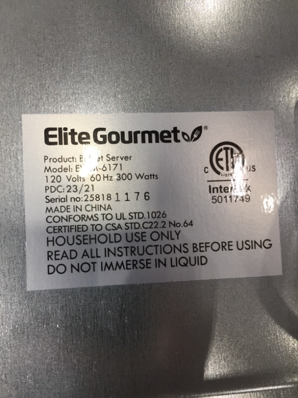 Photo 4 of Elite Platinum 3 X 2.5 Qt. Stainless Steel Electric Buffet Server EWM-6171
