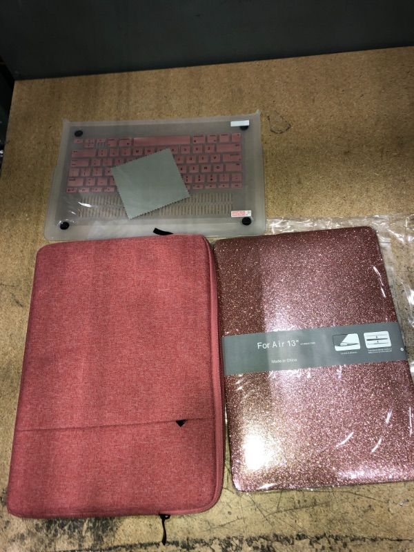 Photo 2 of KECC Compatible with MacBook Air 13 inch Case A1369/A1466 Plastic Hard Shell + Keyboard Cover + Sleeve + Screen Protector + Dust Cloth (Rose Gold Sparkling)