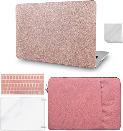 Photo 1 of KECC Compatible with MacBook Air 13 inch Case A1369/A1466 Plastic Hard Shell + Keyboard Cover + Sleeve + Screen Protector + Dust Cloth (Rose Gold Sparkling)