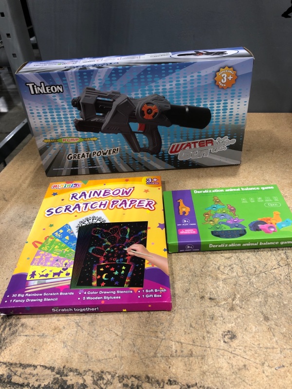 Photo 1 of 3 Bundles Sets of Kids Toys - Water Gun, Rainbow Scratch Papers and Fidget Toys