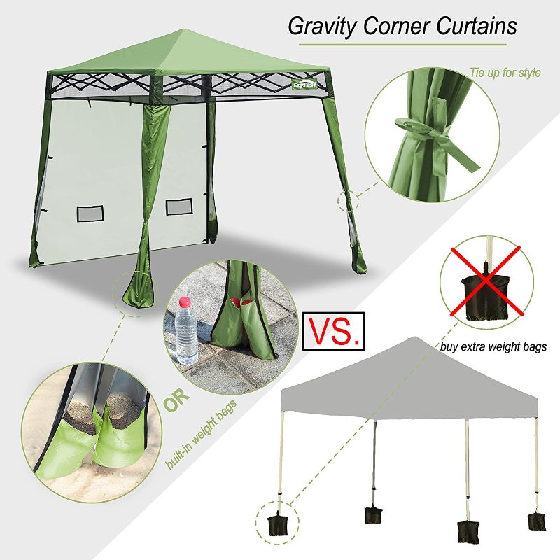 Photo 1 of EzyFast Elegant Pop Up Beach Shelter, Compact Instant Canopy Tent, Portable Sports Cabana, 7.5 x 7.5 ft Base / 6 x 6 ft top for Hiking, Camping, Fishing, Picnic, Family Outings (6 x 6, Spring Green)
