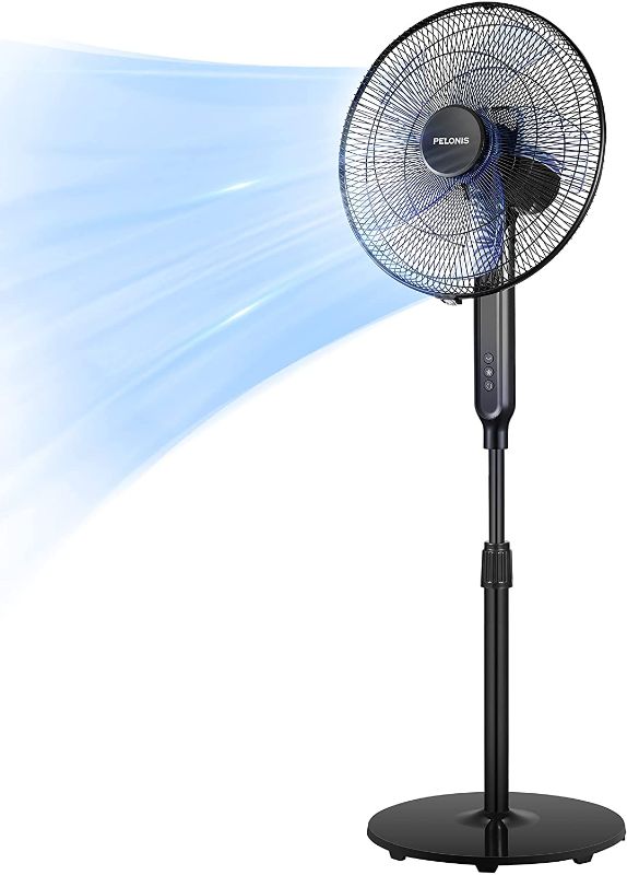 Photo 1 of *PARTS ONLY* PELONIS 16" Oscillating Pedestal Stand Up Fan | Adjustable Height | Ultra Quiet DC Motor | Remote Control | 12 Speed | 12-Hour Timer | High Energy Efficiency | for Bedroom Home Office Use | Black
