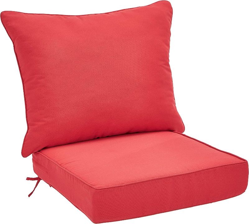 Photo 1 of Amazon Basics Deep Seat Patio Seat and Back Cushion Set - Red
