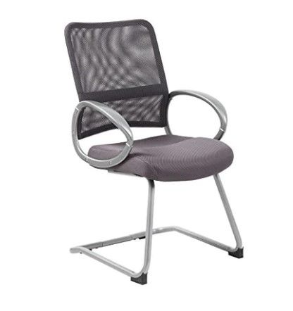 Photo 1 of Office Products Mesh Back Guest Chair with Pewter Finish in Charcoal Grey
