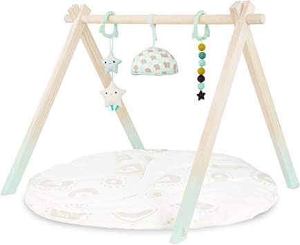 Photo 1 of B. toys – Wooden Baby Play Gym – Activity Mat – Starry Sky – 3 Hanging Sensory Toys – Organic Cotton – Natural Wood – Babies, Infants