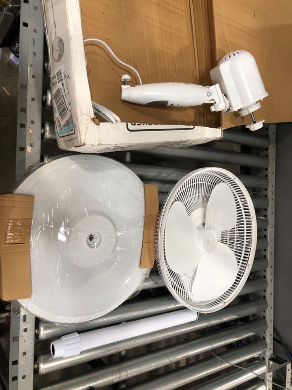 Photo 2 of 16 in. Stand Fan, Floor Fan- Remote, Round Base, White
